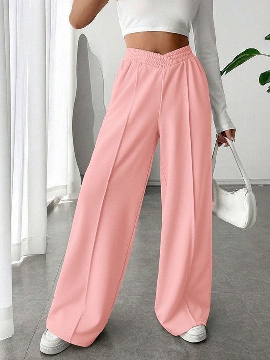 Just Jen Pants - Wide Leg Pink Palazzo Pants - Women's Pull-On Trousers